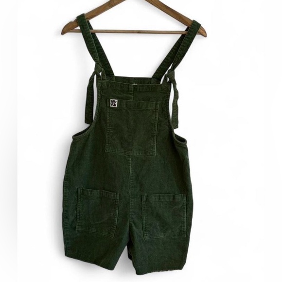 Lucy & Yak Green Corduroy Short Overalls Dungarees Tie Strap Size US 4 - Picture 3 of 6